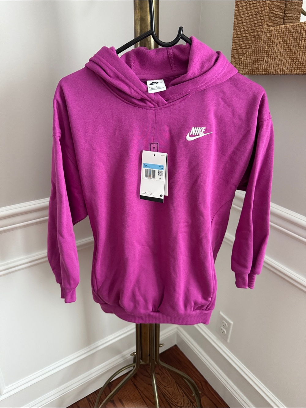 Nike Kids Hooded Sweatshirt in Vibrant Fuchsia with White Logo